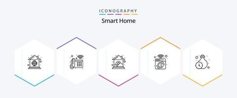 pacote de ícones de 25 linhas para casa inteligente, incluindo casa. lavanderia. energia. casa. limpar \ limpo vetor