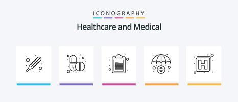 pacote de ícones da linha médica 5, incluindo médico. médico. tigela. seguro. saúde. design de ícones criativos vetor