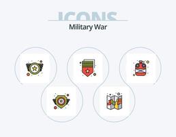 linha de guerra militar cheia de ícones do pacote 5 design de ícones. acampamento. lutar. exército. guerra. militares vetor