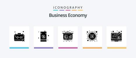 pacote de ícones de glifo 5 de economia, incluindo dólar. lucro. tambor. dinheiro. economia. design de ícones criativos vetor