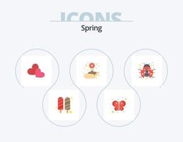 design de ícones do pacote de ícones planos de primavera 5. inseto. flor. coração. plantar. jardinagem vetor
