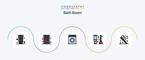 linha de banheiro preenchida com 5 ícones planos, incluindo . sala. banho. banho. sala vetor