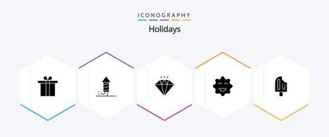 pacote de ícones de 25 glifos de feriados, incluindo sorvete. feriado. jóia. frio. emojis vetor