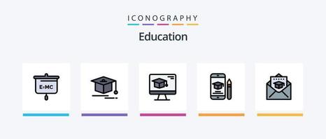 linha de educação cheia de 5 ícones incluindo graduação. boné. Arquivo. correspondência. Educação. design de ícones criativos vetor