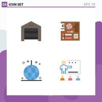 conjunto de 4 pacotes de ícones planos comerciais para o armazém de celebração de comércio eletrônico principais elementos de design de vetores editáveis