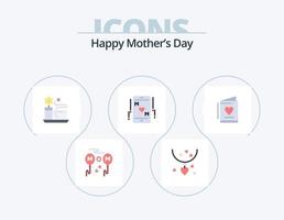 feliz dia das mães plana icon pack 5 design de ícones. Ame. cartão. xícara de chá. mãe. amar vetor