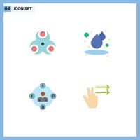 grupo de símbolos de ícone universal de 4 ícones planos modernos de distrações de perigo saúde água procrastinação elementos de design de vetores editáveis