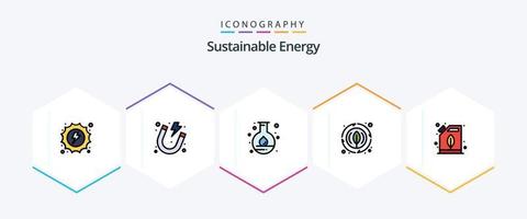 pacote de ícones de 25 linhas preenchidas de energia sustentável, incluindo elétrico. plantar. energia. natureza. energia vetor