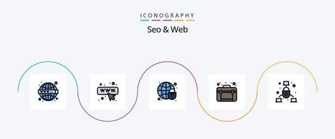 seo e web line cheio de pacote de ícones plana 5 incluindo net. comunicação. globo. rede. Projeto vetor