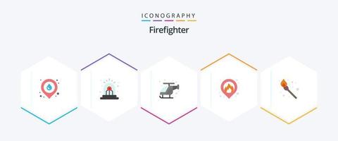 pacote de ícones planos de bombeiro 25, incluindo correspondência. acampamento. emergência. mapa. fogo vetor