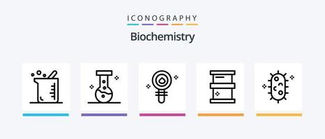 pacote de ícones da linha 5 de bioquímica, incluindo laboratório. químico. bioquímica. química. bioquímica. design de ícones criativos vetor