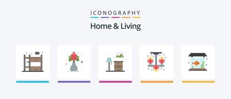 pacote de ícones de 5 casas e apartamentos, incluindo peixes. casa. vivo. cabide. vivo. design de ícones criativos vetor