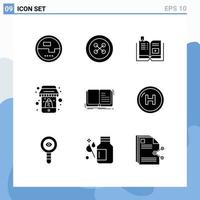 9 ícones criativos sinais e símbolos modernos de elementos de design de vetores editáveis de educação de compras on-line móvel