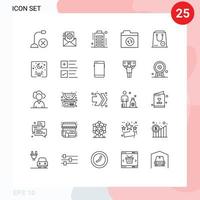 pacote de interface de usuário de 25 linhas básicas de arquivos de integração de pasta de comércio completos elementos de design de vetores editáveis