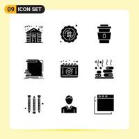9 ícones criativos sinais modernos e símbolos de relatórios dinheiro café finanças alimentos editáveis elementos de design vetorial vetor