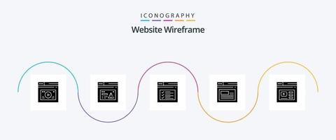 site wireframe glifo 5 pacote de ícones incluindo web. Internet. local na rede Internet. texto. rede vetor