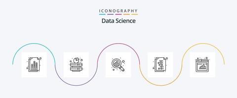 data science line 5 icon pack incluindo web. análise. análise. documento. tecnologia abstrata vetor