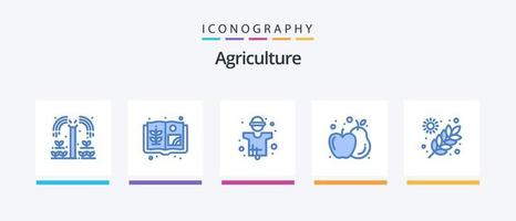 pacote de ícones de agricultura azul 5, incluindo jardim. agricultura. agricultura. maçã. agricultura. design de ícones criativos vetor