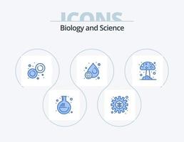 design de ícones do pacote de 5 ícones azuis de biologia. cogumelo. agua. biologia. líquido. solta vetor