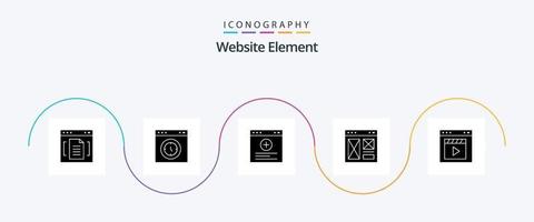 pacote de ícones do elemento do site glyph 5, incluindo web. Internet. velocímetro. interface. local na rede Internet vetor