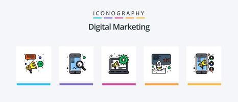 linha de marketing digital cheia de 5 ícones, incluindo navegador. janela. alvo. soluções. Ideias. design de ícones criativos vetor