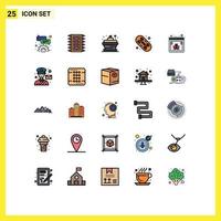 25 ícones criativos, sinais e símbolos modernos de vírus, navegador, padaria, passatempo, skate, elementos de design vetoriais editáveis vetor