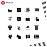 conjunto de 16 sinais de símbolos de ícones de interface do usuário modernos para placa de cavalete gráfico de comércio on-line elementos de design de vetores editáveis