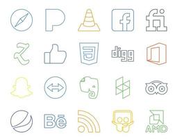 20 pacotes de ícones de mídia social, incluindo tripadvisor evernote zootool teamviewer office vetor