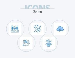 design de ícones do pacote de 5 ícones azuis da primavera. natureza. potência. colheita. Flor da Primavera. flor de anêmona vetor