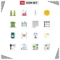 pacote de interface do usuário de 16 cores planas básicas de presente aplicativo jantar emojis pacote editável de elementos de design de vetores criativos
