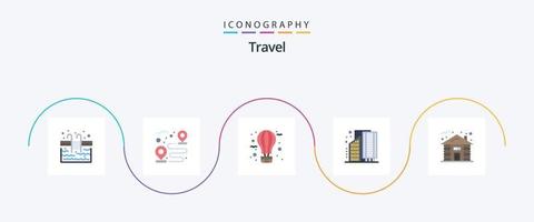 pacote de ícones de 5 planos de viagem, incluindo infraestrutura. cidade. ar. o negócio. jornada vetor