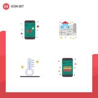 4 conceito de ícone plano para sites móveis e aplicativos fora do mapa de controle de temperatura elementos de design de vetores editáveis
