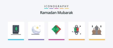Pacote de ícones do Ramadã Flat 5, incluindo o Ramadã. lanterna. noite. islamismo. pendurado. design de ícones criativos vetor