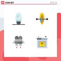 4 ícones criativos, sinais e símbolos modernos de elementos de design de vetores editáveis de barco de segurança de lâmpada