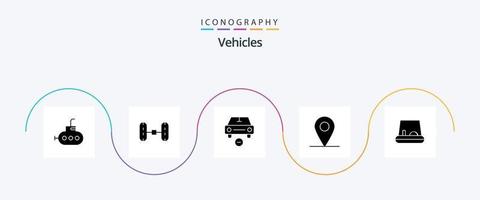 Pacote de ícones de glifo 5 de veículos, incluindo . menos. pedal vetor