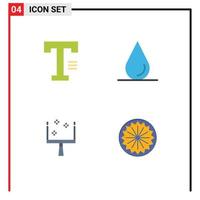 conjunto de 4 pacotes de ícones planos comerciais para o tipo de sinal de vassoura de palavra indiana elementos de design de vetores editáveis