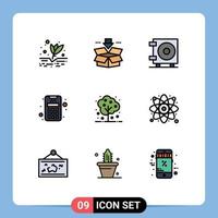 9 ícones criativos, sinais e símbolos modernos de planta, árvore, dinheiro, agricultura, crédito, elementos de design vetorial editáveis vetor