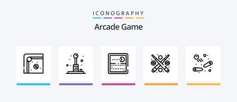 Arcade line 5 icon pack incluindo jogos. eletrônicos. Diversão. Toque. Diversão. design de ícones criativos vetor