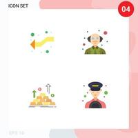 4 ícones planos de vetores temáticos e símbolos editáveis de setas, dinheiro, elementos de design de vetores editáveis de crescimento científico