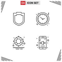 4 ícones criativos, sinais modernos e símbolos de elementos de design de vetores editáveis de aplicativo de tempo de natal de água de proteção