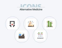 design de ícone plano de pacote de 5 ícones de medicina alternativa. botânico. bem-estar. fones de ouvido. spa. massagem vetor