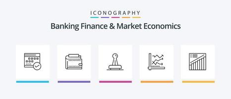 pacote de ícones de linha 5 de finanças bancárias e economia de mercado, incluindo martelo. leilão. visão. ação. Veja. design de ícones criativos vetor