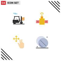 pacote de ícones planos de 4 símbolos universais de elementos de design de vetores editáveis de hospital de dedo de droga de empilhadeira