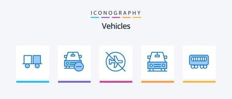 Pacote de ícones azul 5 de veículos, incluindo passageiro. carro. menos. o sinal. vôo. design de ícones criativos vetor