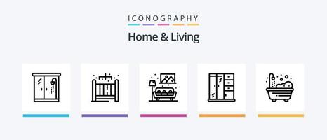 casa e linha viva 5 pacote de ícones incluindo cabide. vivo. vivo. casa. vivo. design de ícones criativos vetor