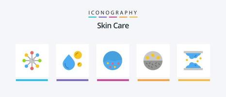 skin flat 5 icon pack incluindo mineral. osso. óleo natural. proteção da pele. cuidados com a pele. design de ícones criativos vetor