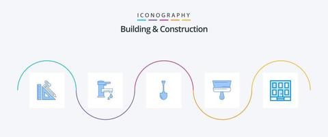 construção e construção azul 5 pacote de ícones incluindo pincel. reparar. tocar. ferramenta. Showel vetor