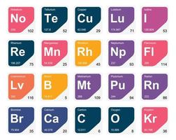 20 tabela periódica do design do pacote de ícones de elementos vetor