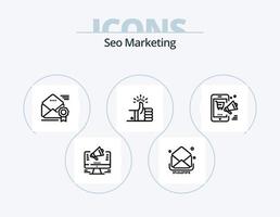 Seo marketing line icon pack 5 design de ícone. lupa. procurar. análise. marketing. do utilizador vetor