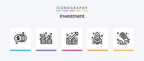 linha de investimento 5 pacote de ícones incluindo up. gráfico. moeda. visualizar. dólar. design de ícones criativos vetor